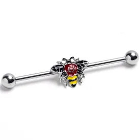 14 Gauge 1 /12 Buzzing Bee Rose Flower Industrial Barbell