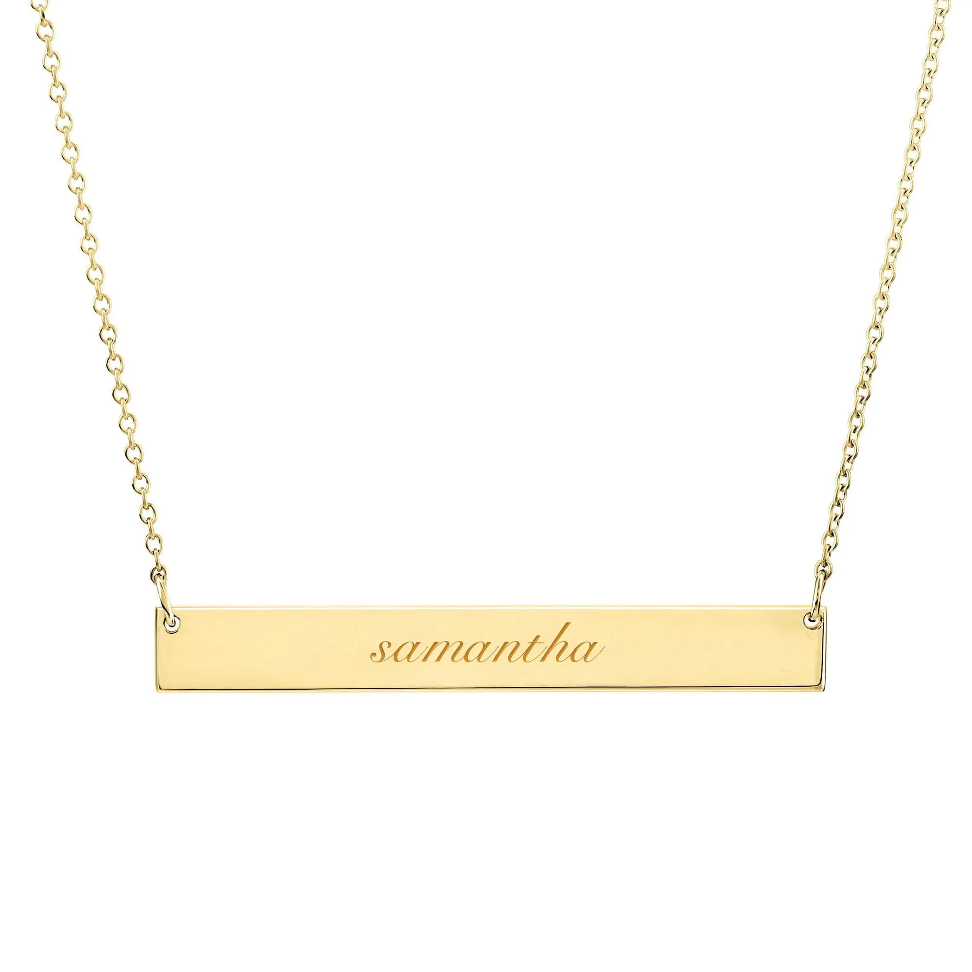 14k Gold Script Skinny Bar Necklace