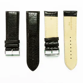 28MM Leather Watch Band Dark Brown with Grain Padded Brown Stitched Regular Size Strap Replacement With Silver Buckle