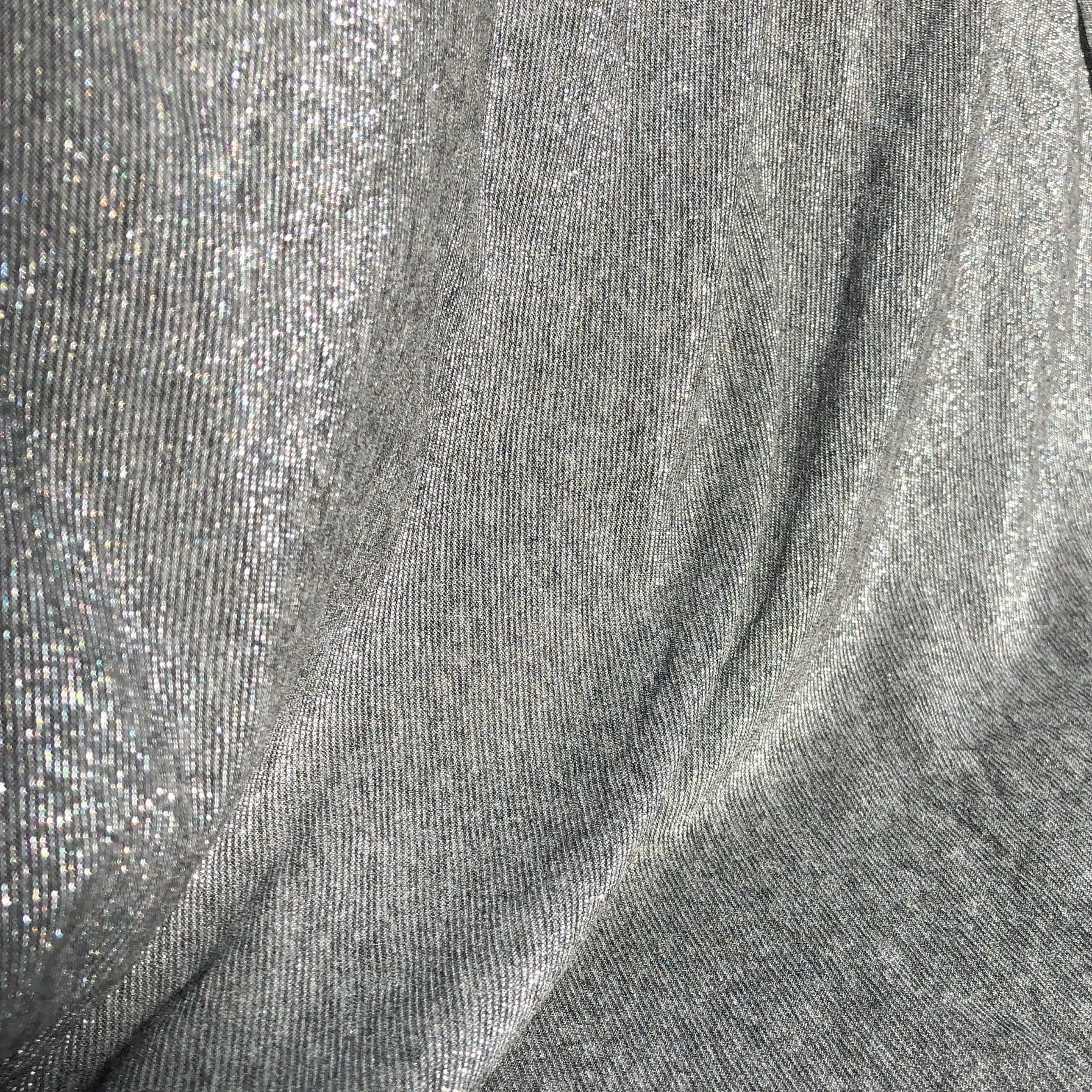 58" Shiny Glitter Gray Grey 100% Acetate Lame Metallic Woven Fabric By the Yard