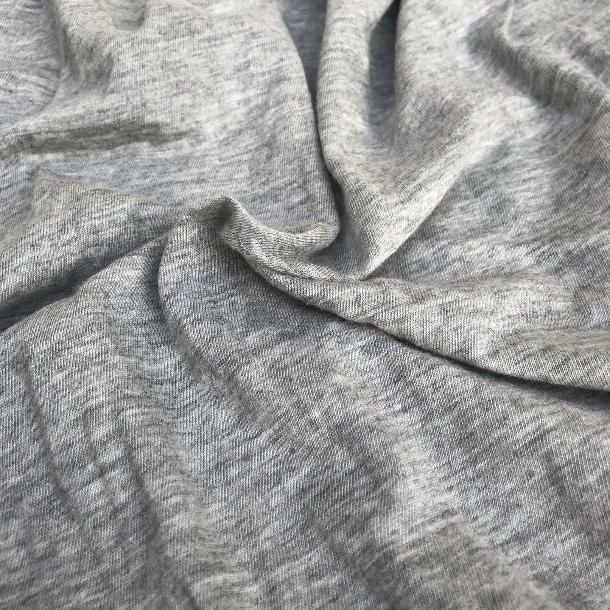 60" Modal Cotton Blend Solid Heather Gray Jersey Knit Fabric By the Yard