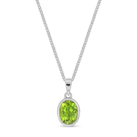 9ct White Gold Peridot Oval Pendant 1.86ct