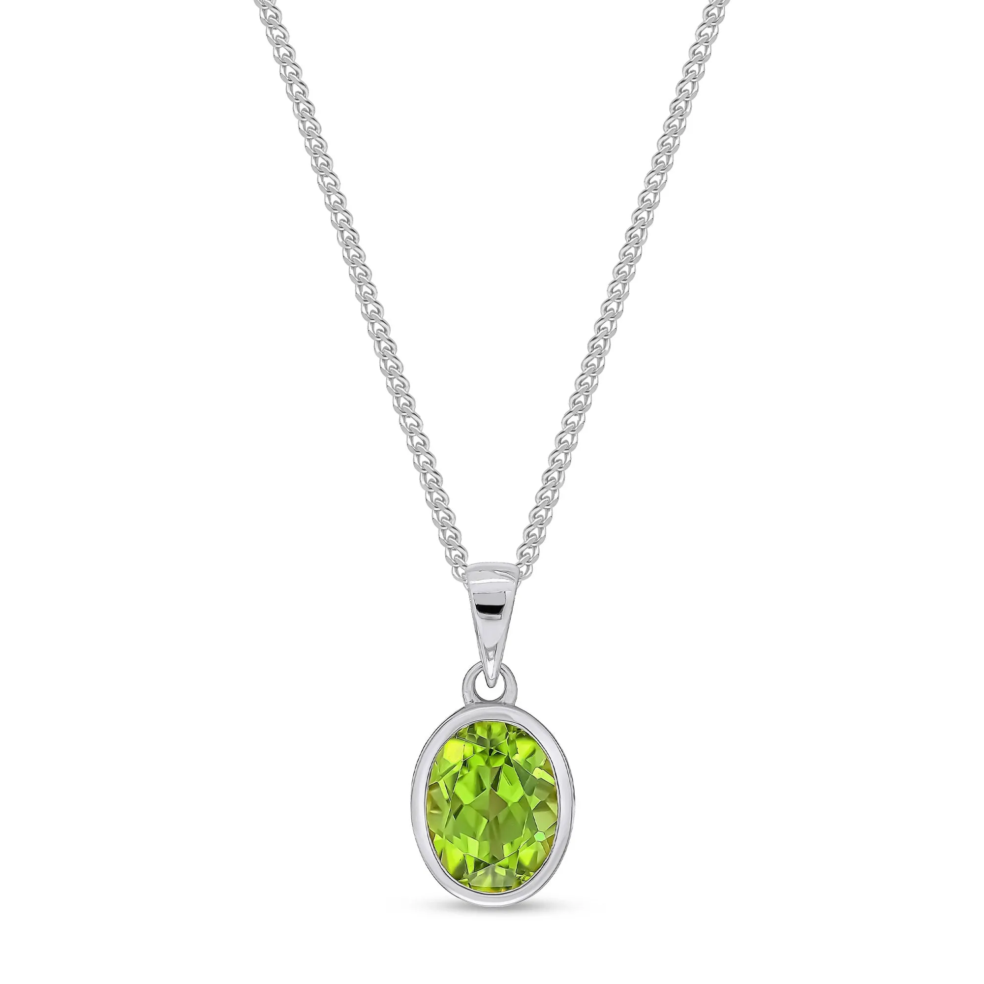 9ct White Gold Peridot Oval Pendant 1.86ct