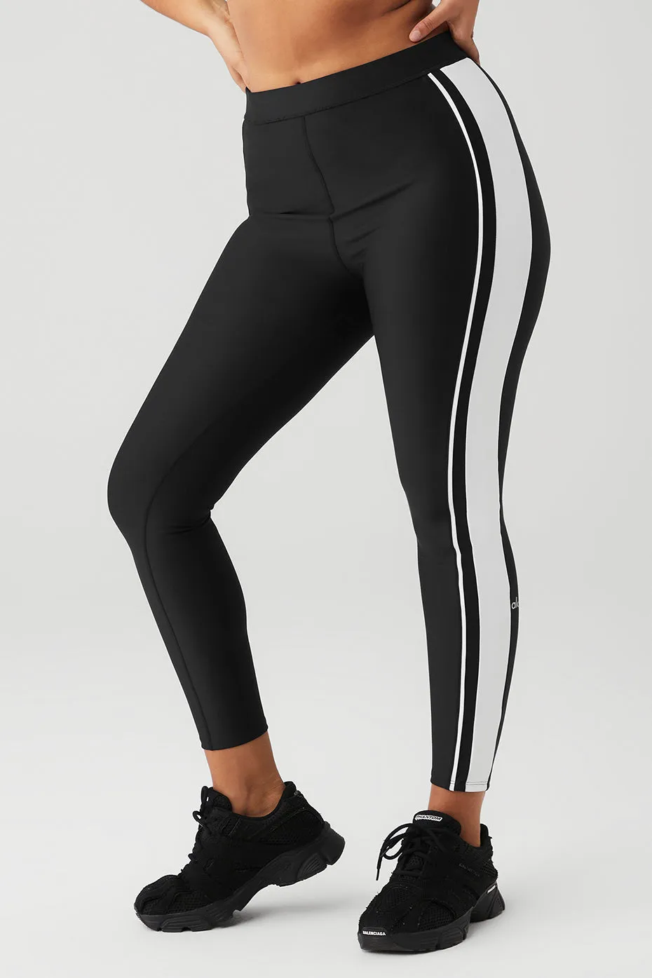 Airlift High-Waist 7/8 Car Club Legging - Black/White