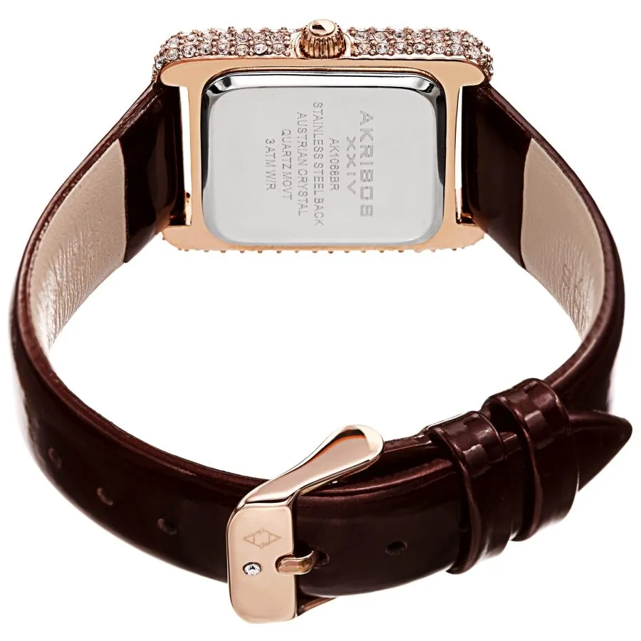 Akribos Xxiv White Dial Brown Leather Ladies Watch AK1068BR