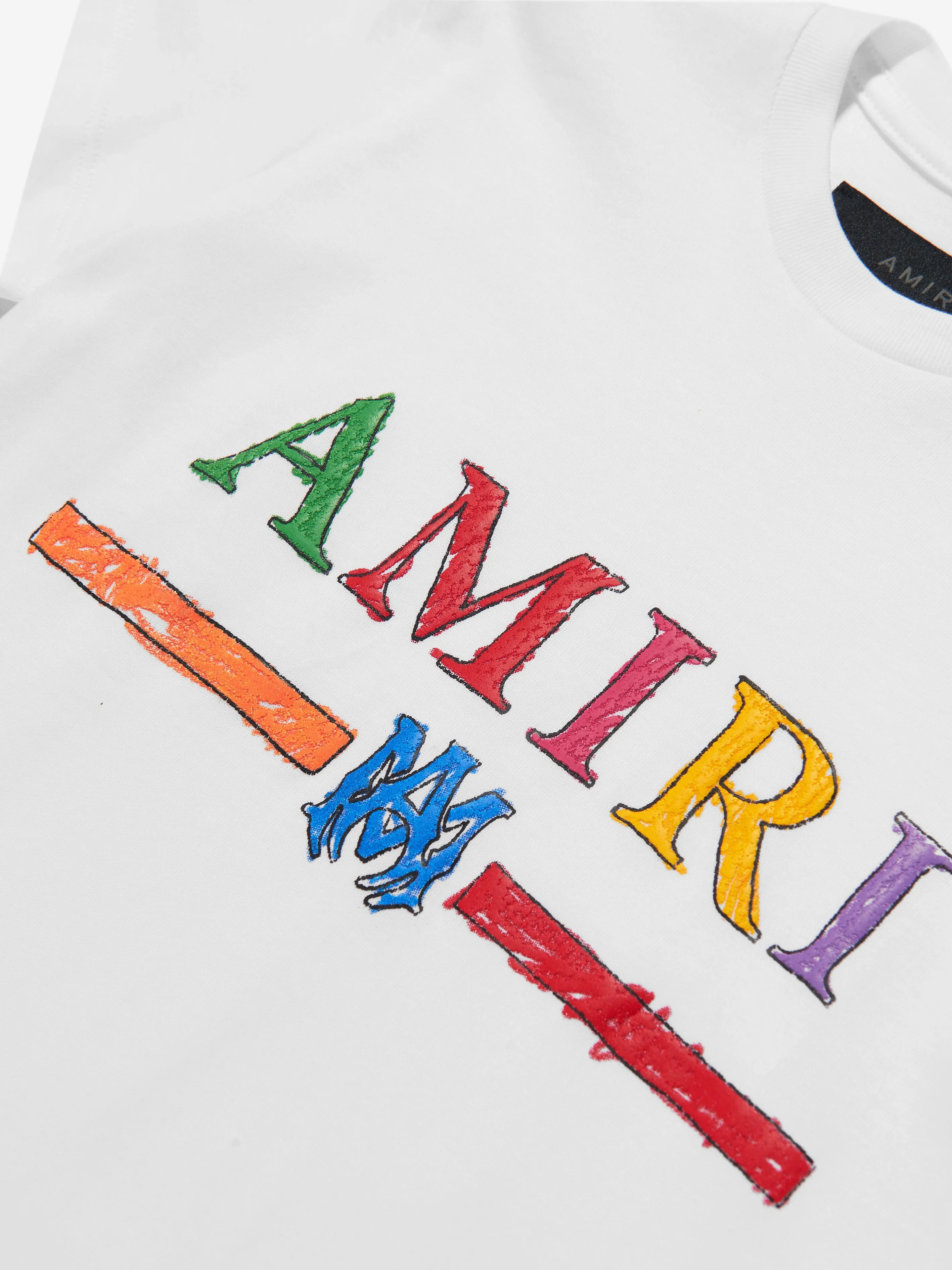 Amiri Kids Crayon Sketch Bar T-Shirt in White