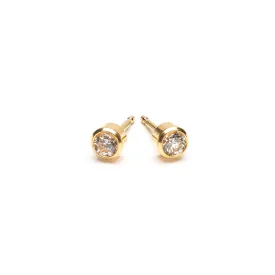 April Birthstone Bezel Gold Stud Earrings