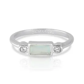 Baguette Aqua Chalcedony Silver Stacker