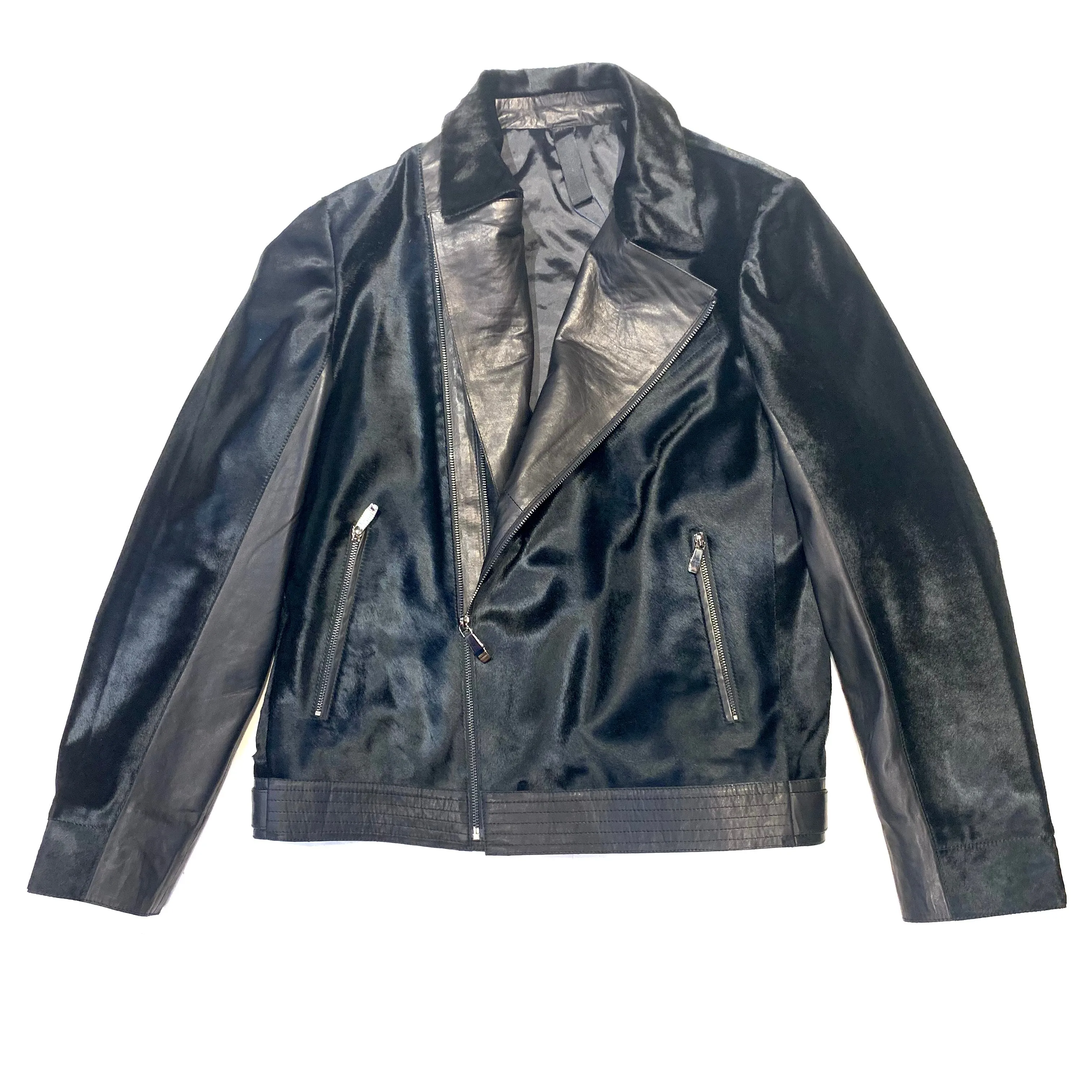 Barya NewYork Black Pony Hair Biker Jacket