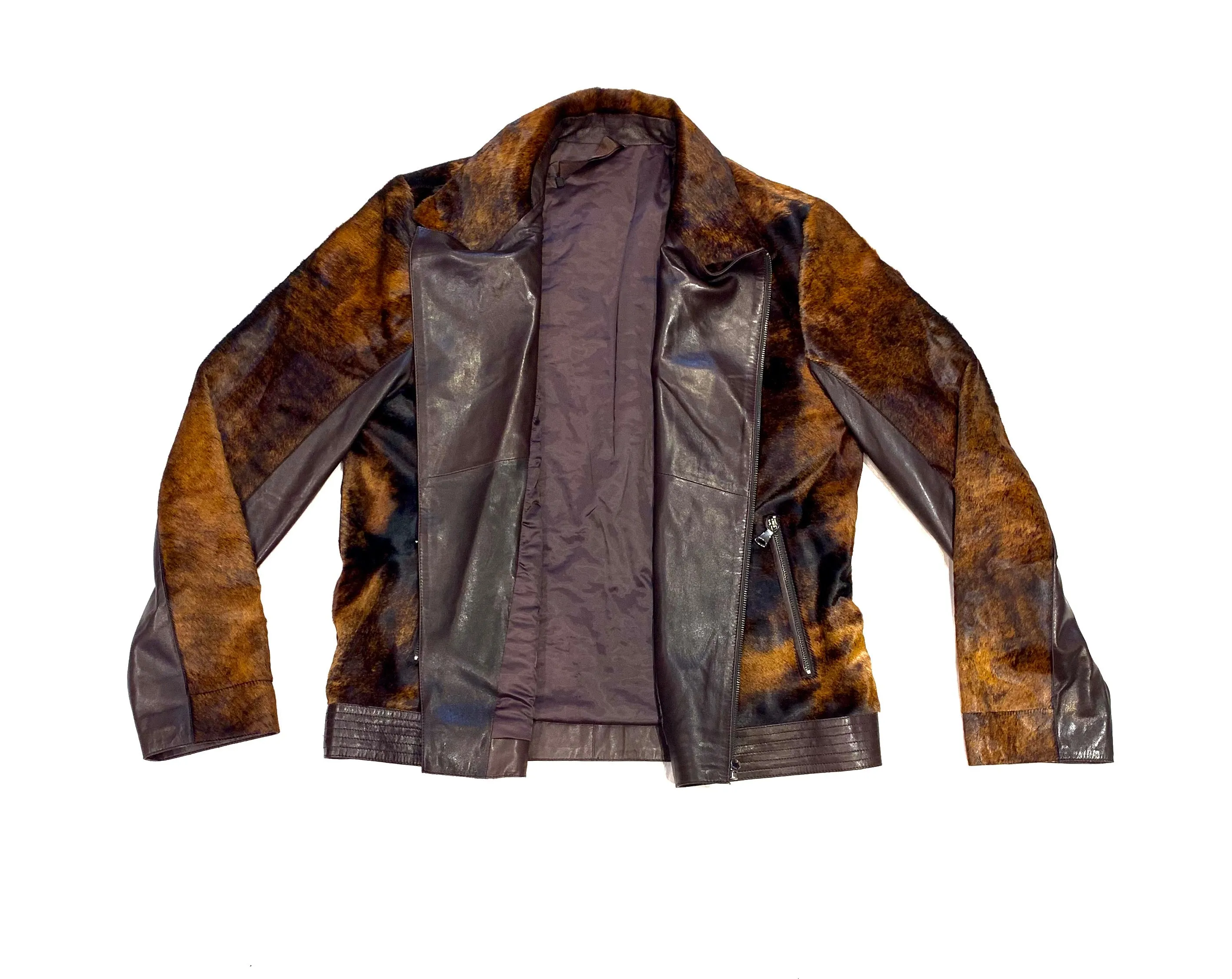 Barya NewYork Chocolate Brown Pony Hair Biker Jacket