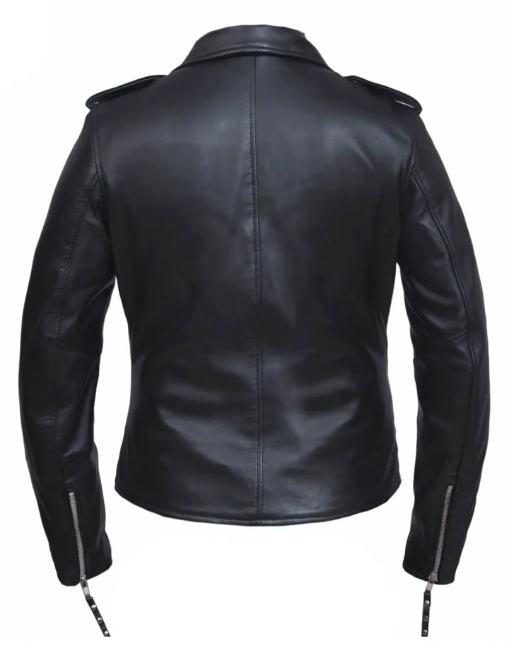 Black Lambskin Leather Motorcycle Jacket