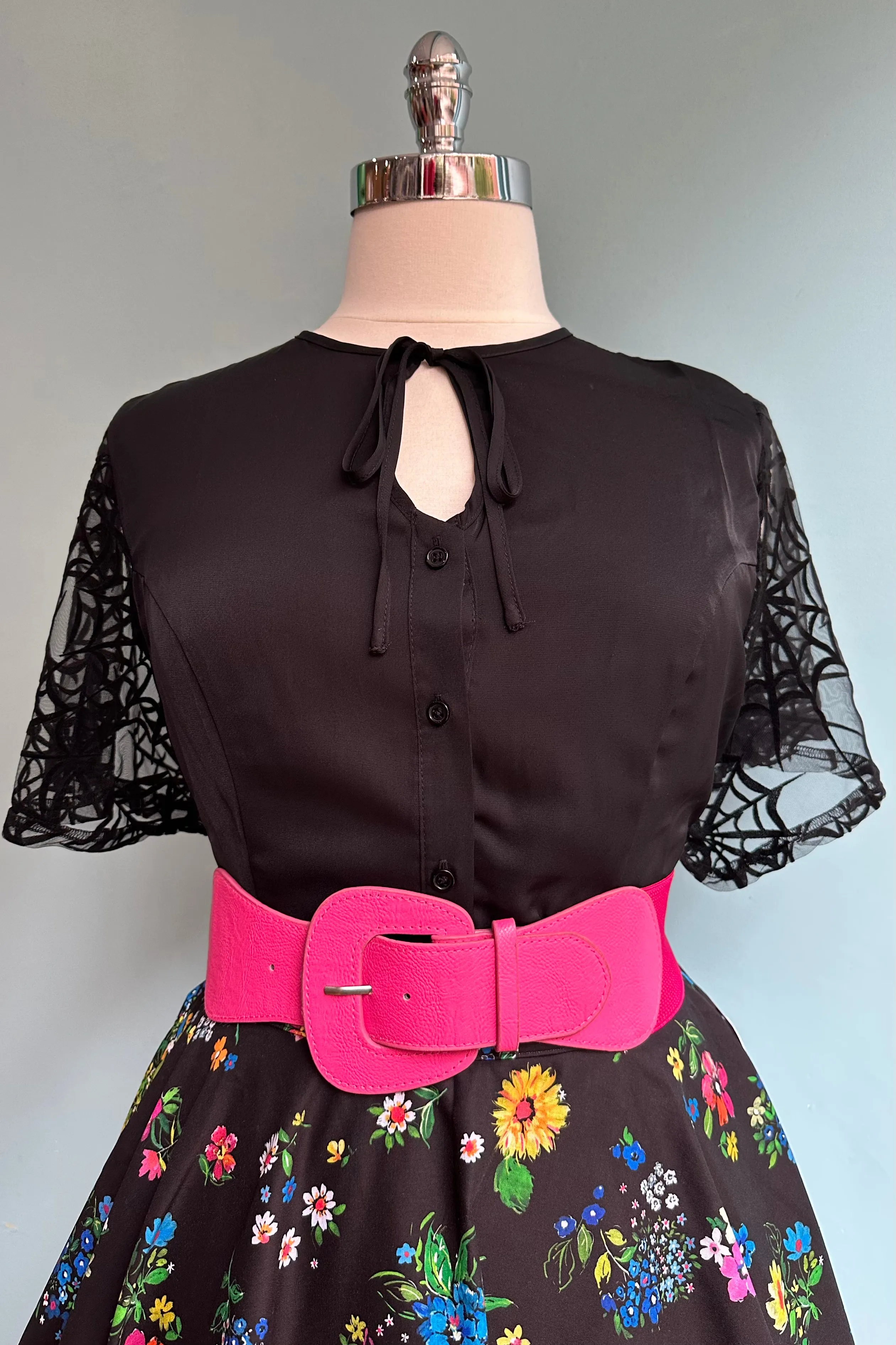 Black Spiderweb Flutter Sleeve Top