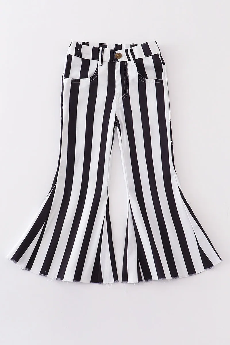 Black stripe girl bell pants