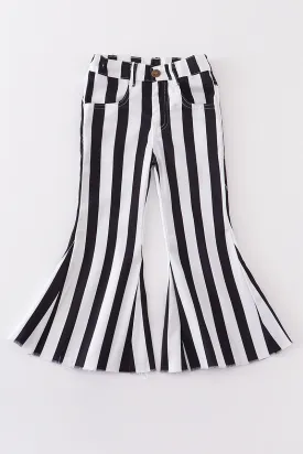 Black stripe girl bell pants