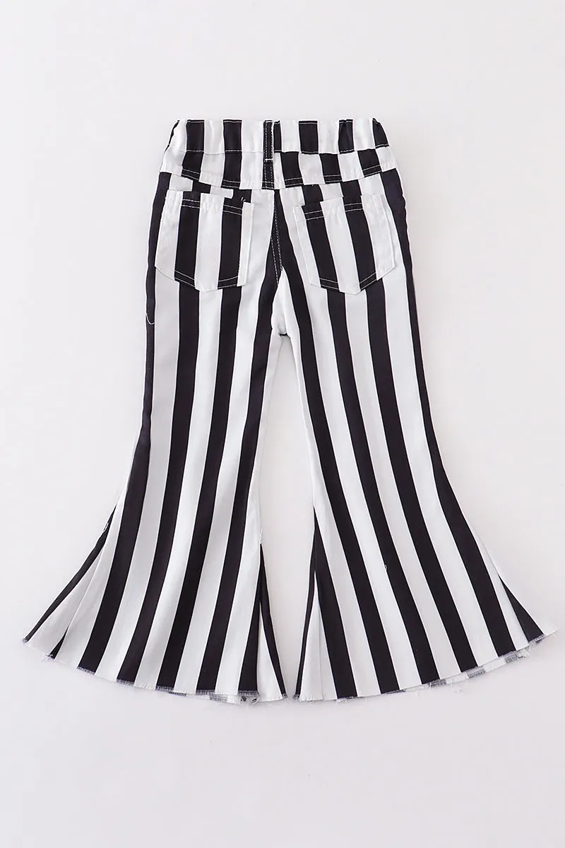 Black stripe girl bell pants