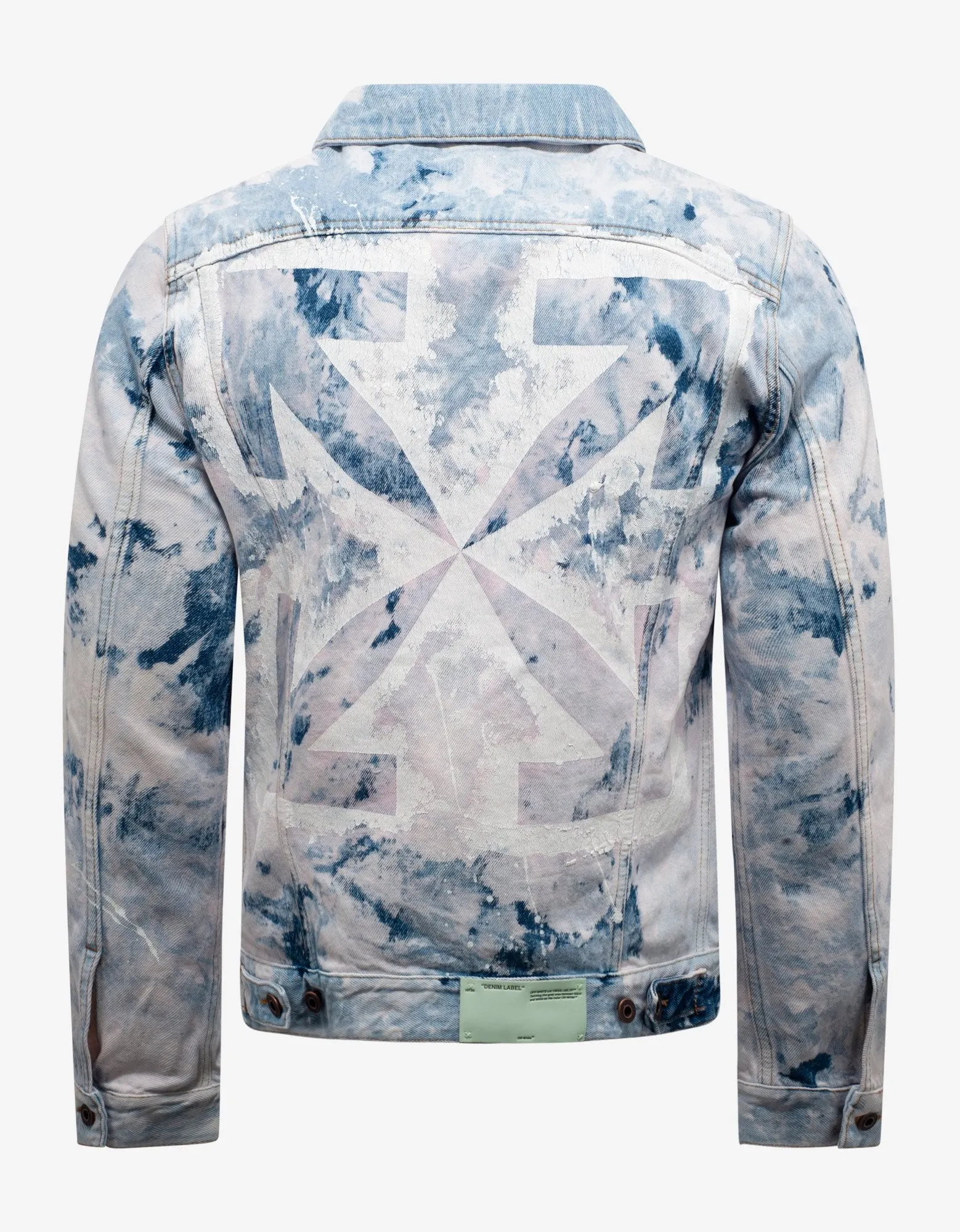 Bleach Wash Arrows Print Denim Jacket -