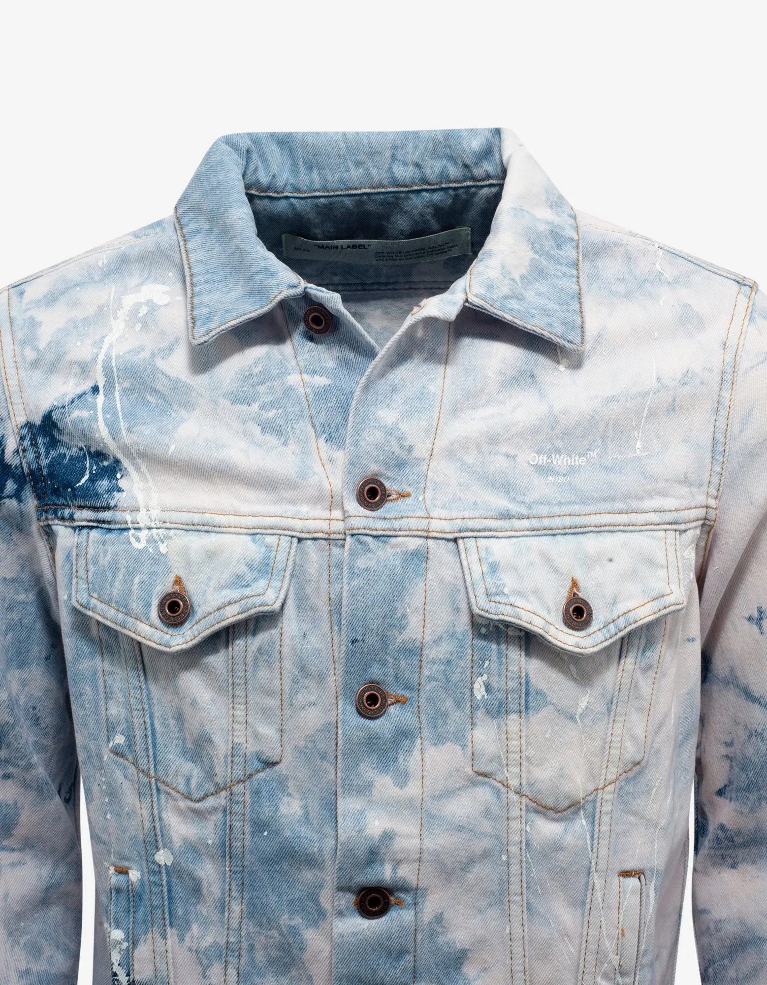 Bleach Wash Arrows Print Denim Jacket -