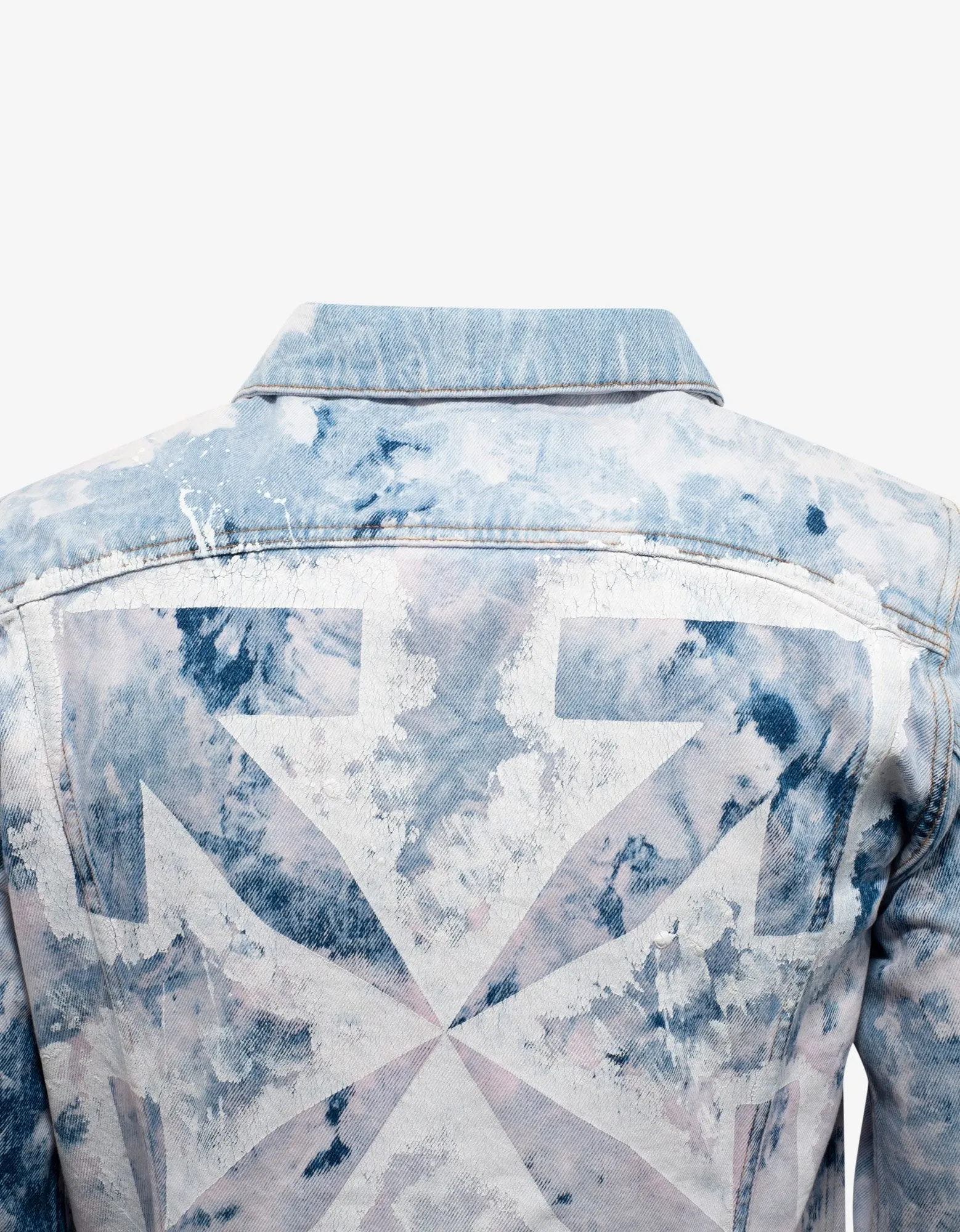 Bleach Wash Arrows Print Denim Jacket -