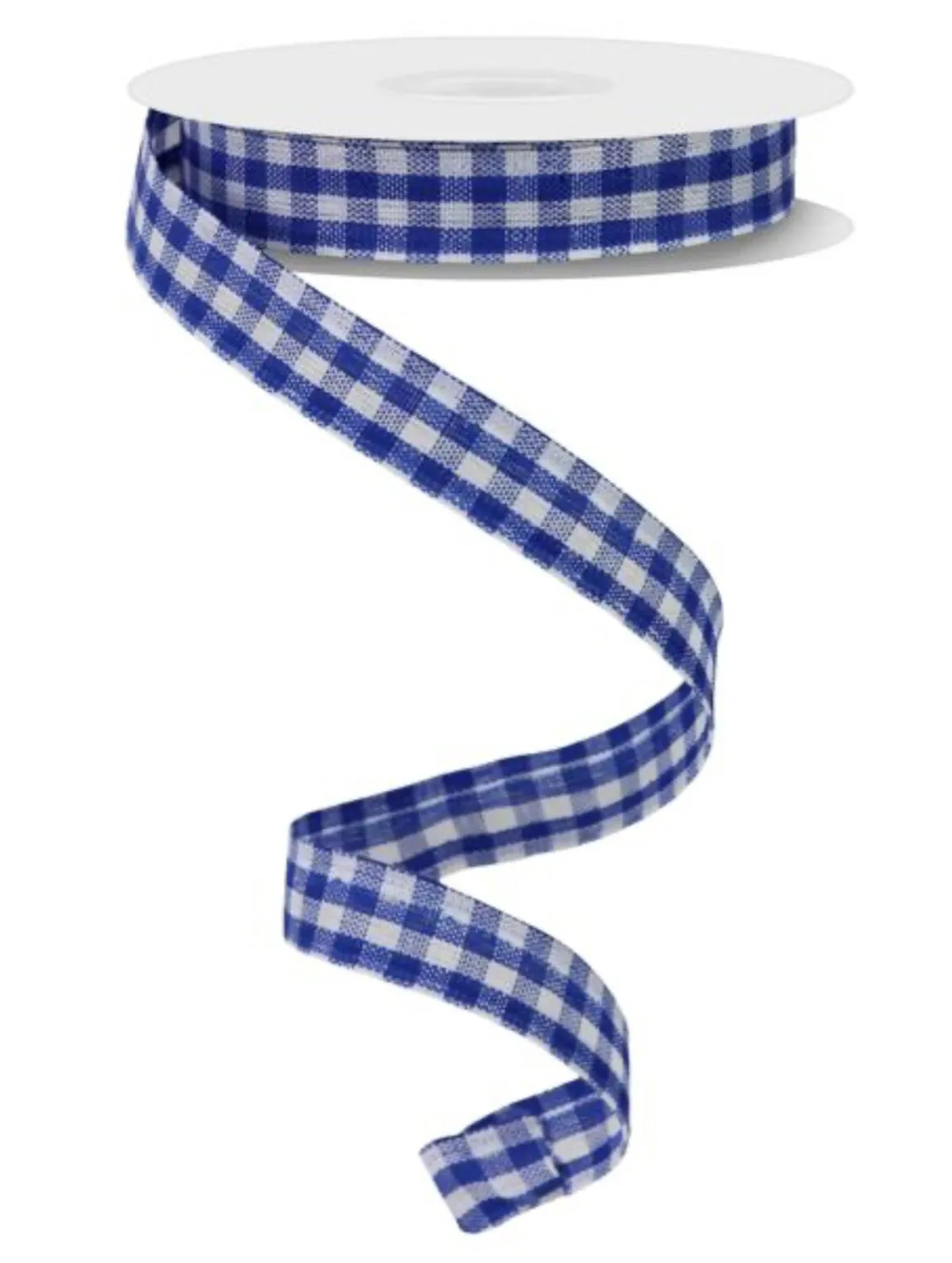 Blue and white classic Gingham wired ribbon, 5/8"