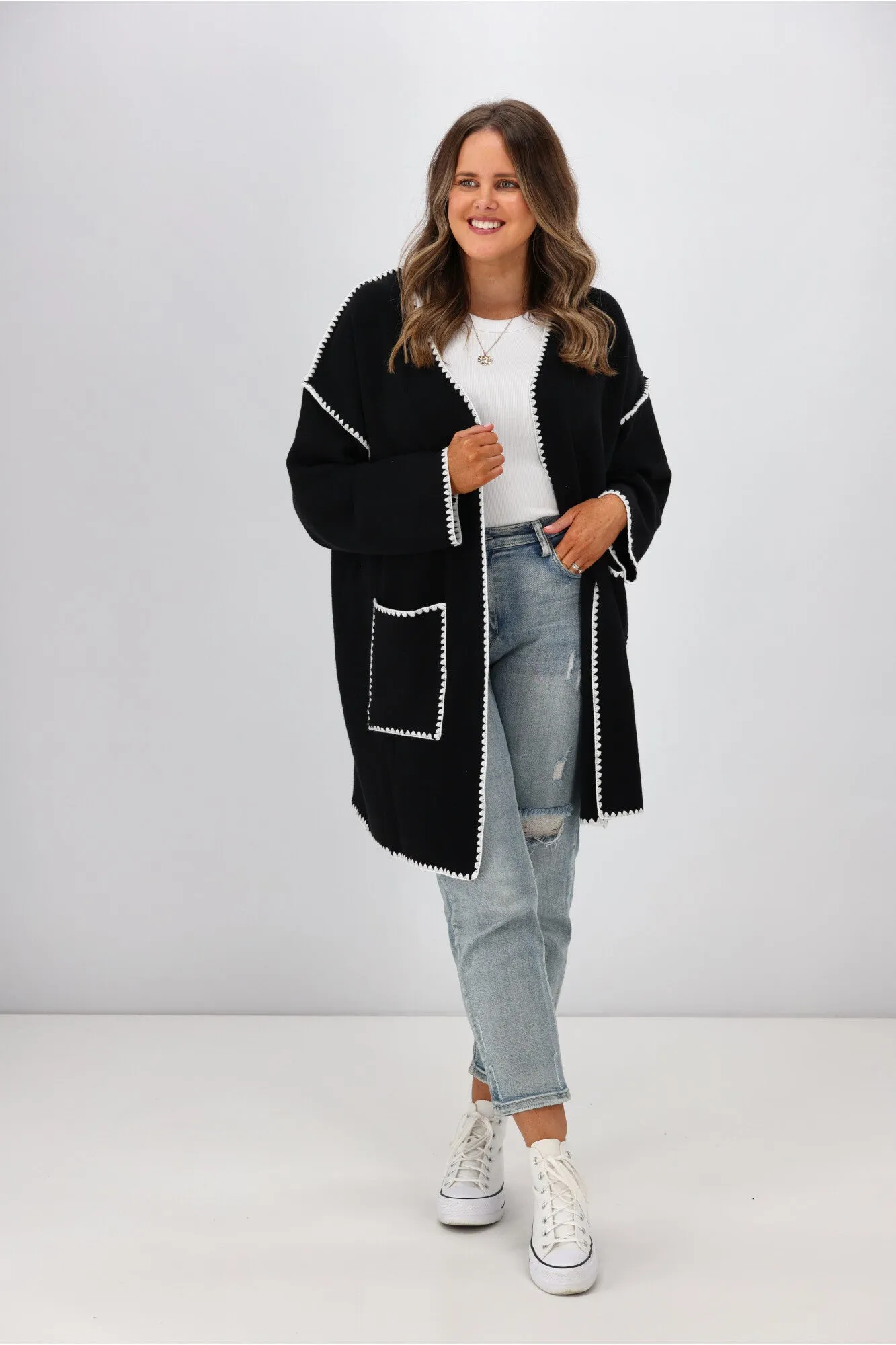 Boho Australia Emelia Cardigan Black White