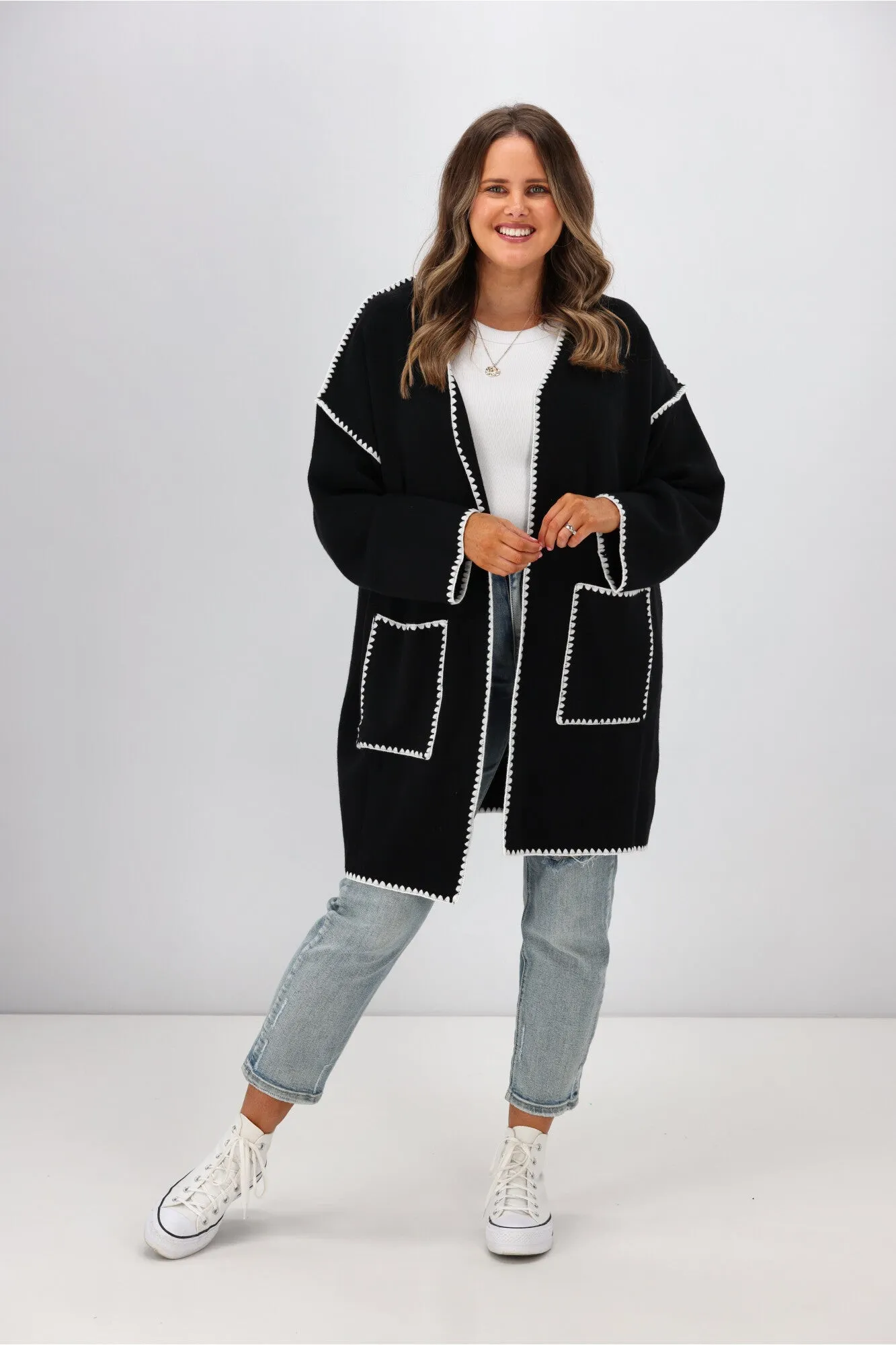 Boho Australia Emelia Cardigan Black White