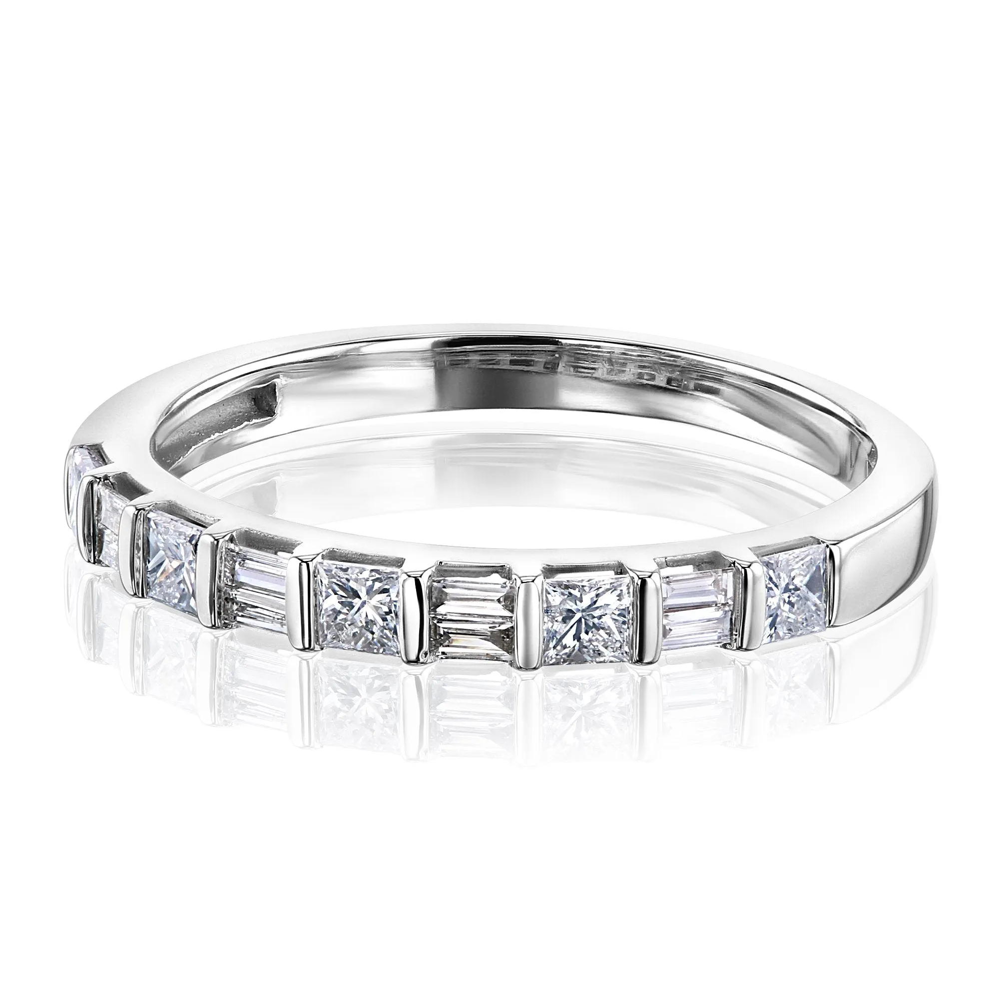 Bridget Princess and Baguette Channel-Set Diamond Band