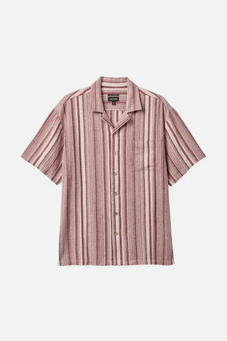 Bunker Seersucker S/S Collar Shirt- Cranberry Juice/Off white- Brixton