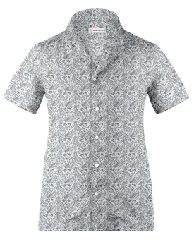 Camp collar PRESET STYLE in Linen: Navy Printed Paisley