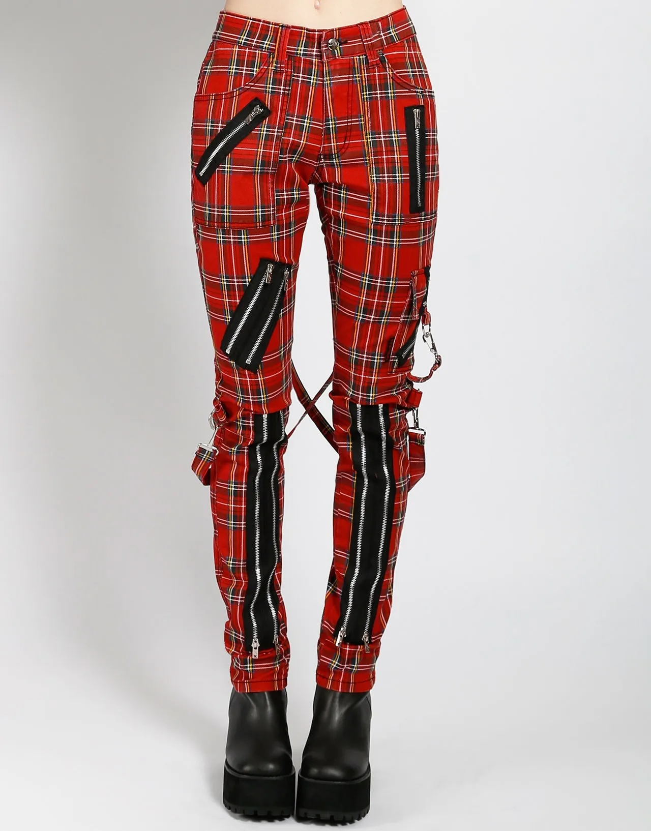 CLASSIC SLIM LEG BONDAGE PANT RED PLAID