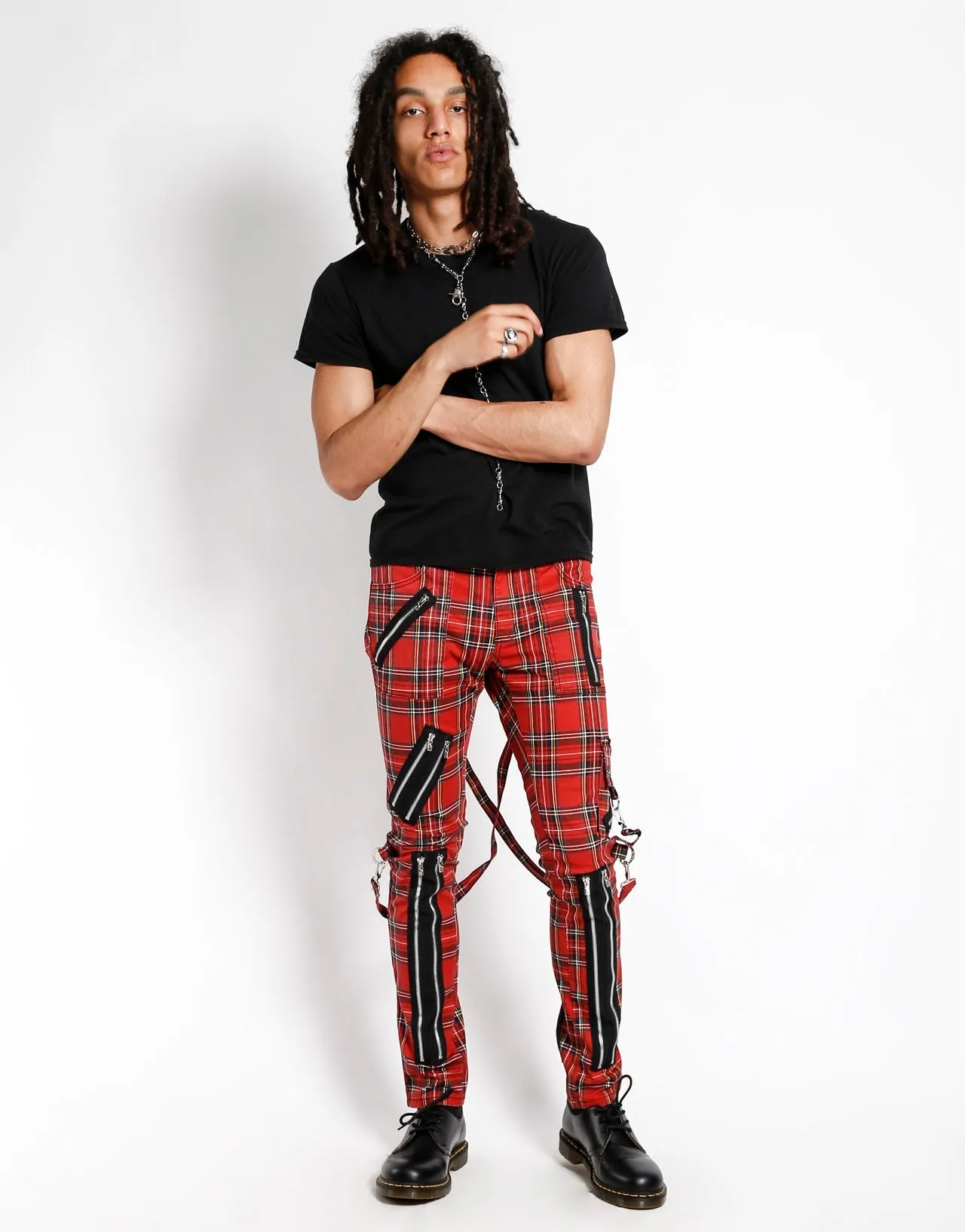 CLASSIC SLIM LEG BONDAGE PANT RED PLAID