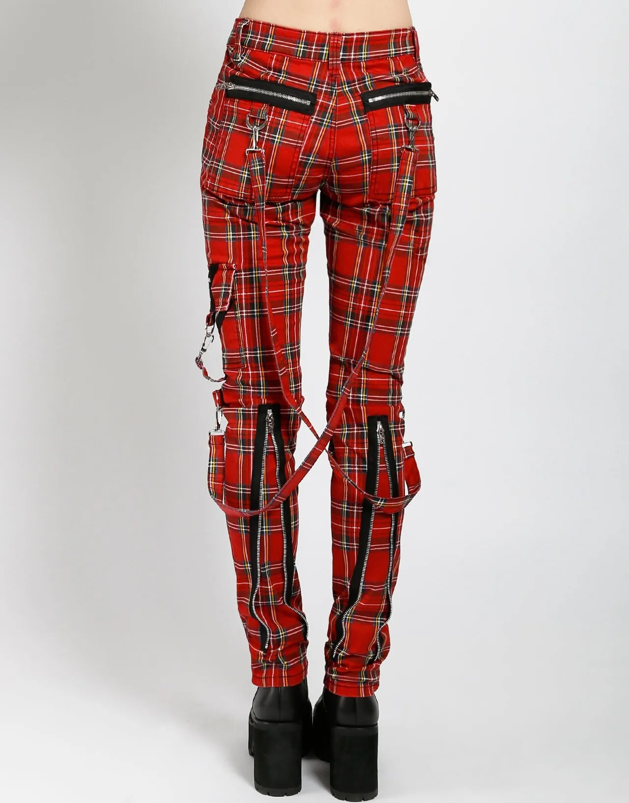 CLASSIC SLIM LEG BONDAGE PANT RED PLAID