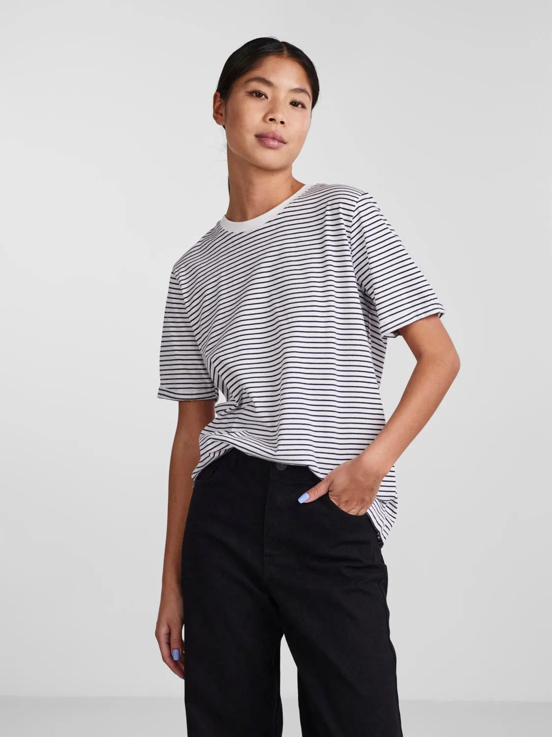 Cria Fold T-Shirt (Bright White MARITIME BLUE)