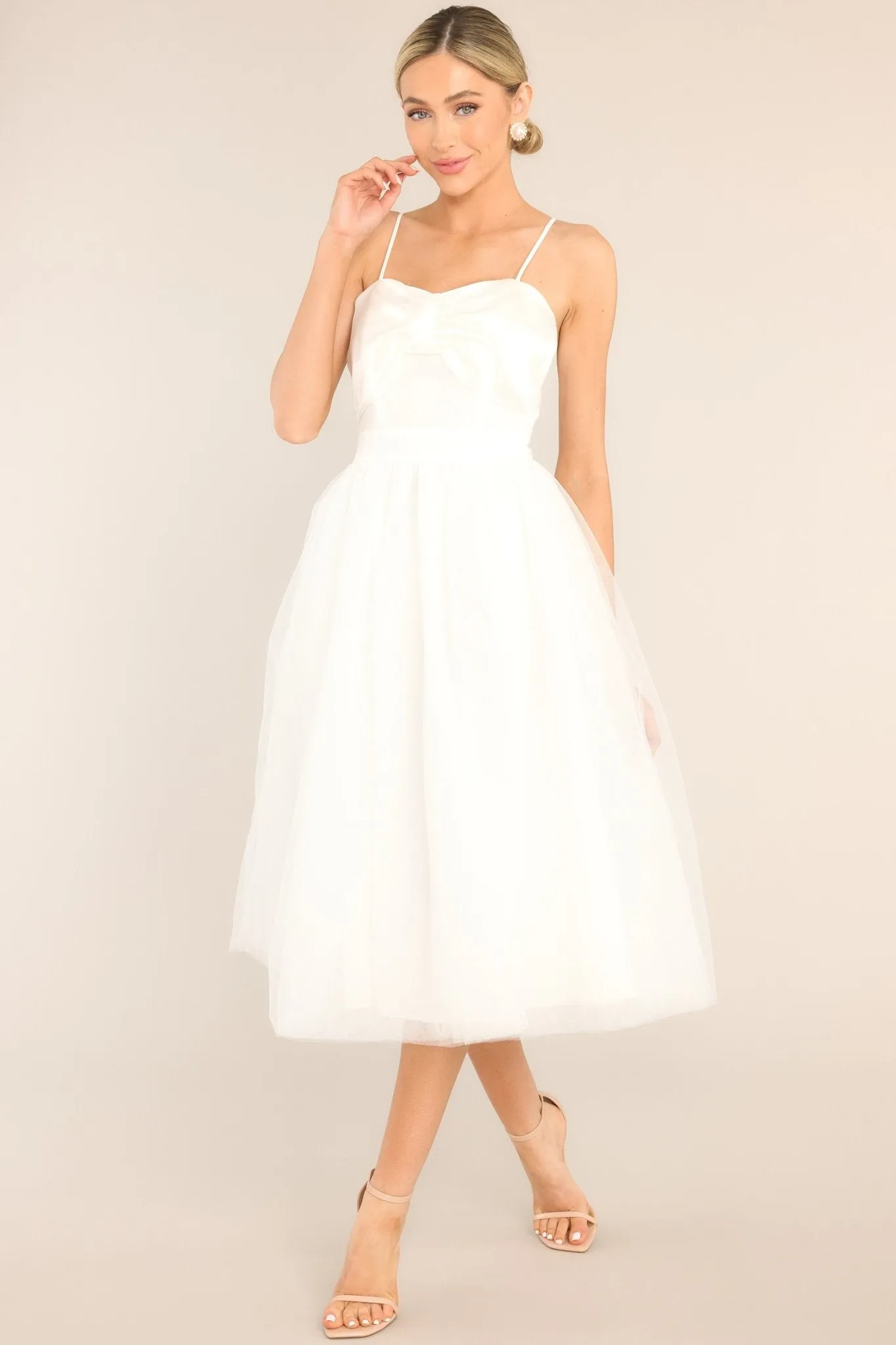 Dance On Air White Tulle Midi Dress