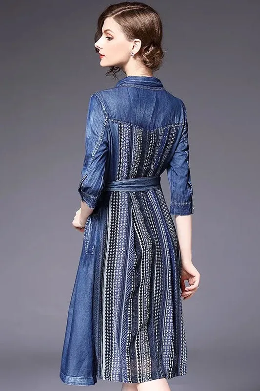 Denim Dress W/ Back Contrast