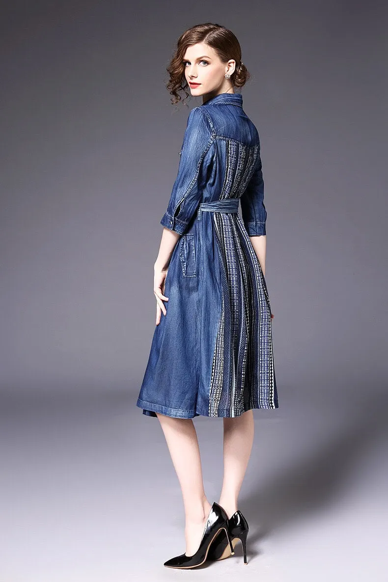 Denim Dress W/ Back Contrast