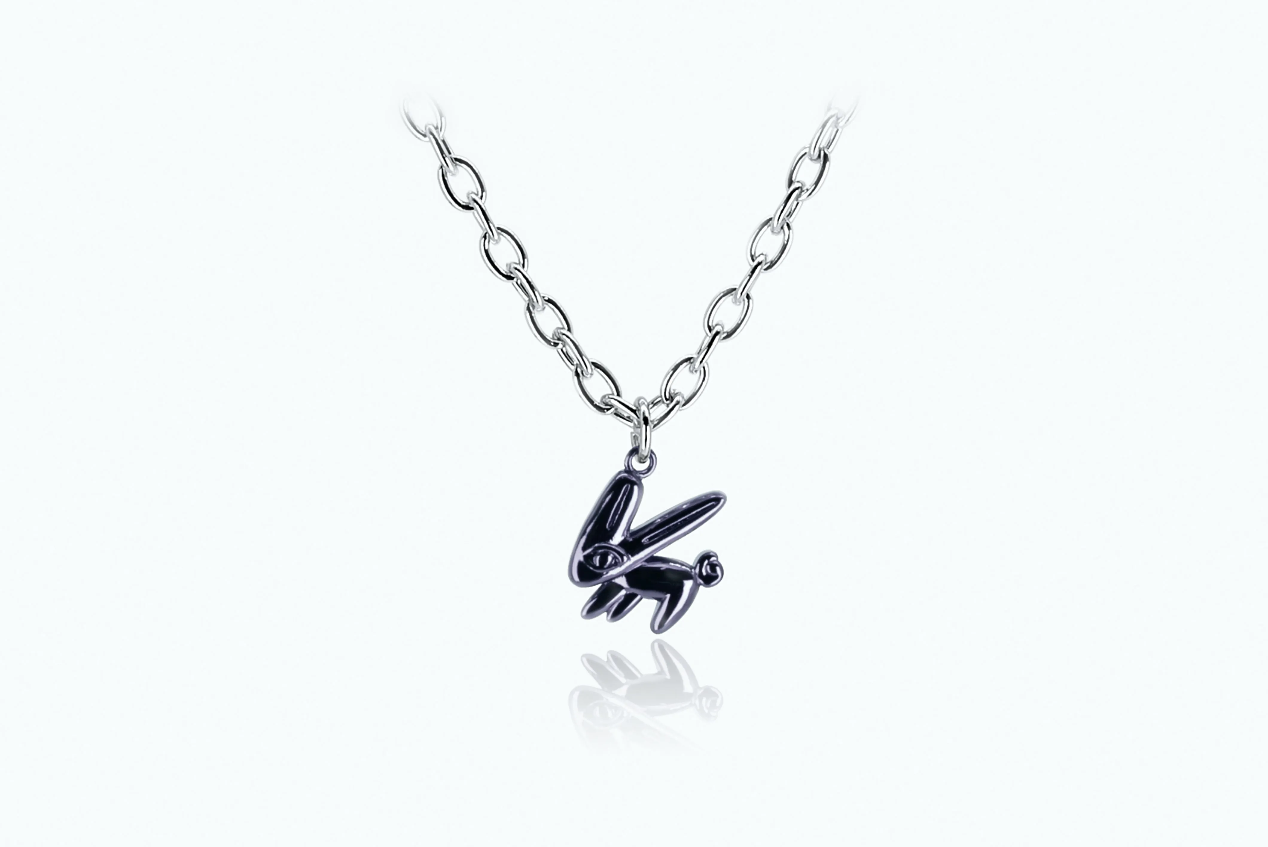 Electro Bunny Necklace (L) Silver Metal Gray