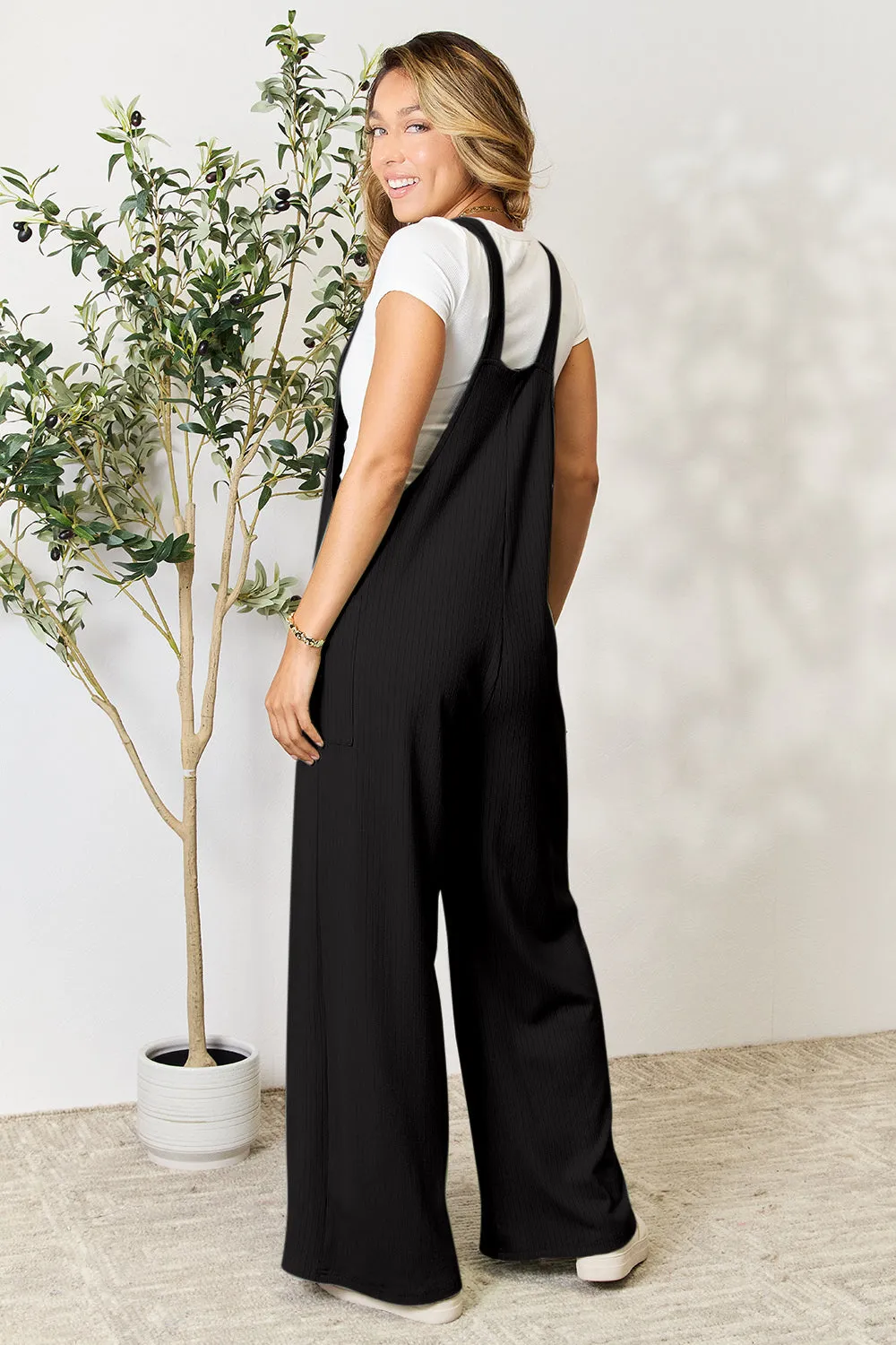 Full Size Wide Strap Overalls with Pockets