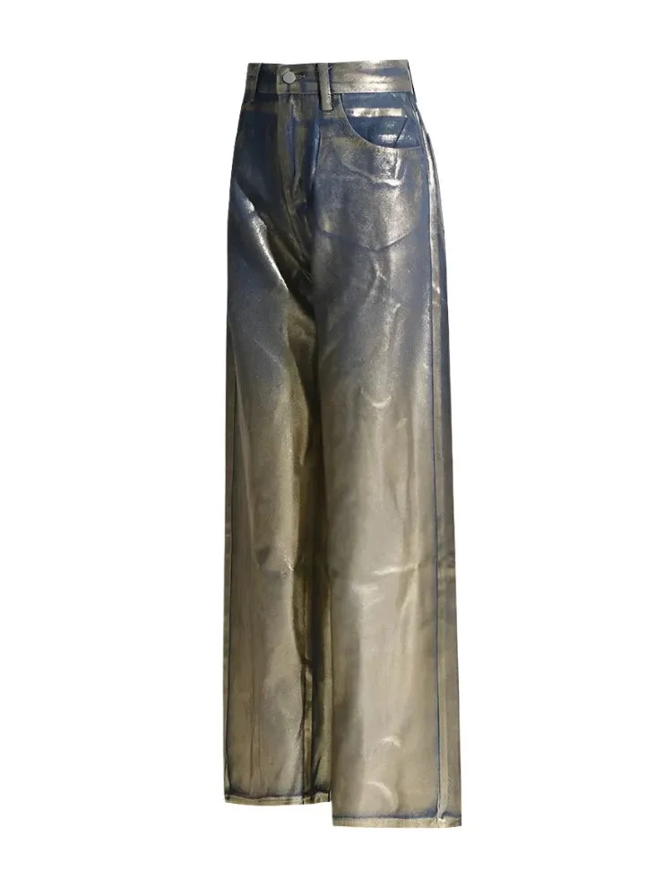 Gold Metallic Brushed Pants