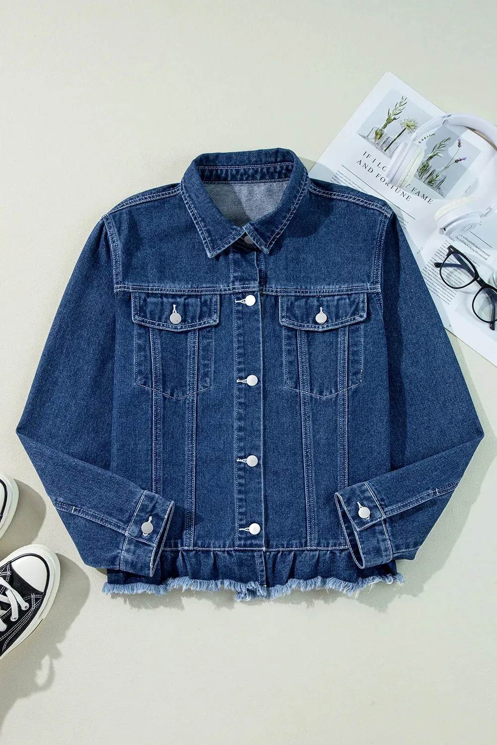 Hannah Ruffle Hem Denim Jacket