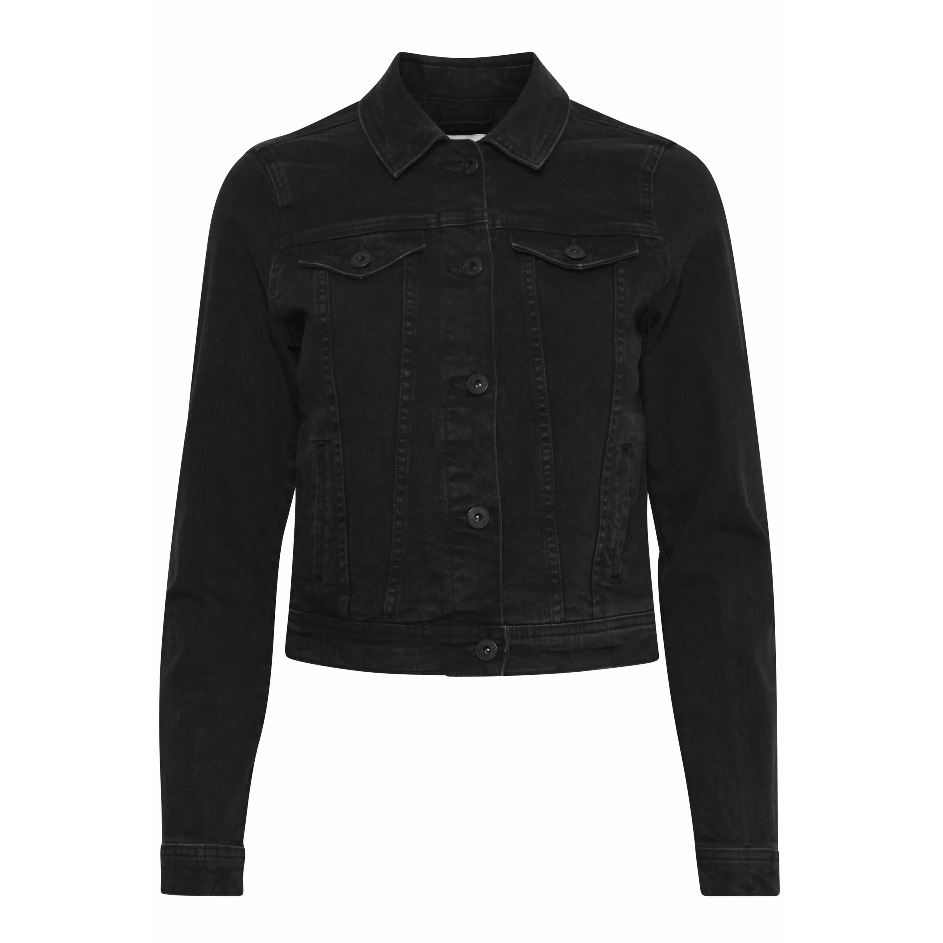 I.C.H.I - Women 'Black' Denim Regular Fit Jacket IH411