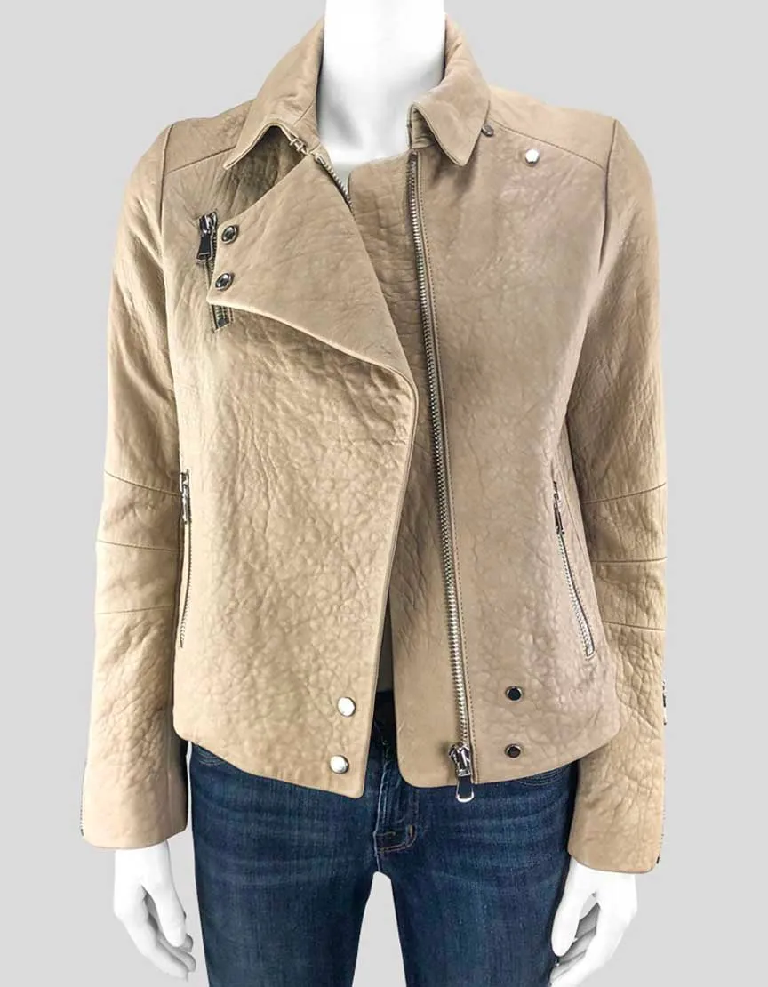 J. Brand Tan Leather Jacket Women X-Small