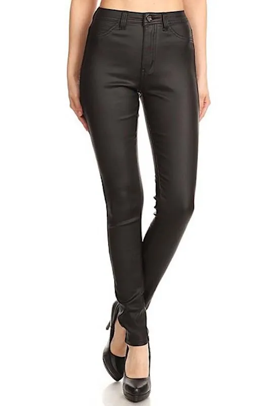 Leather-Look High Rise Stretch Skinny Pant