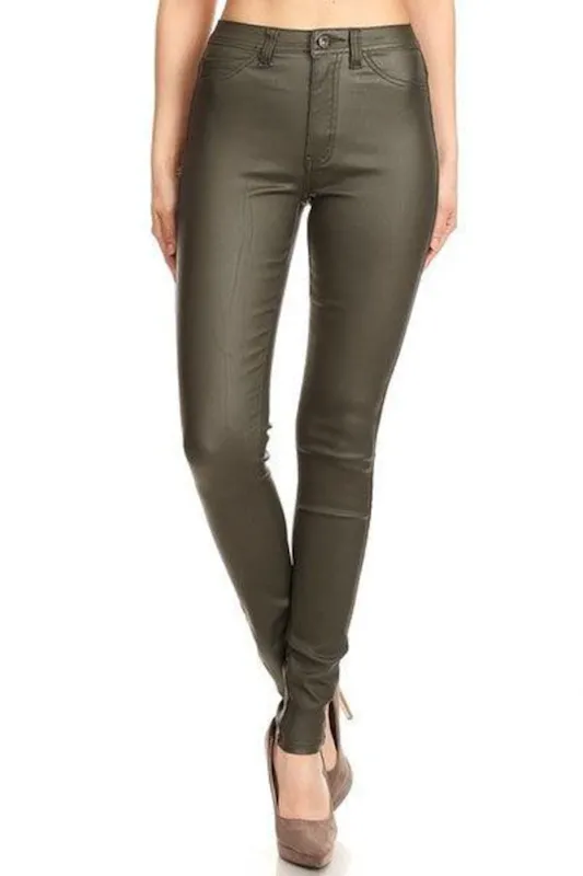 Leather-Look High Rise Stretch Skinny Pant