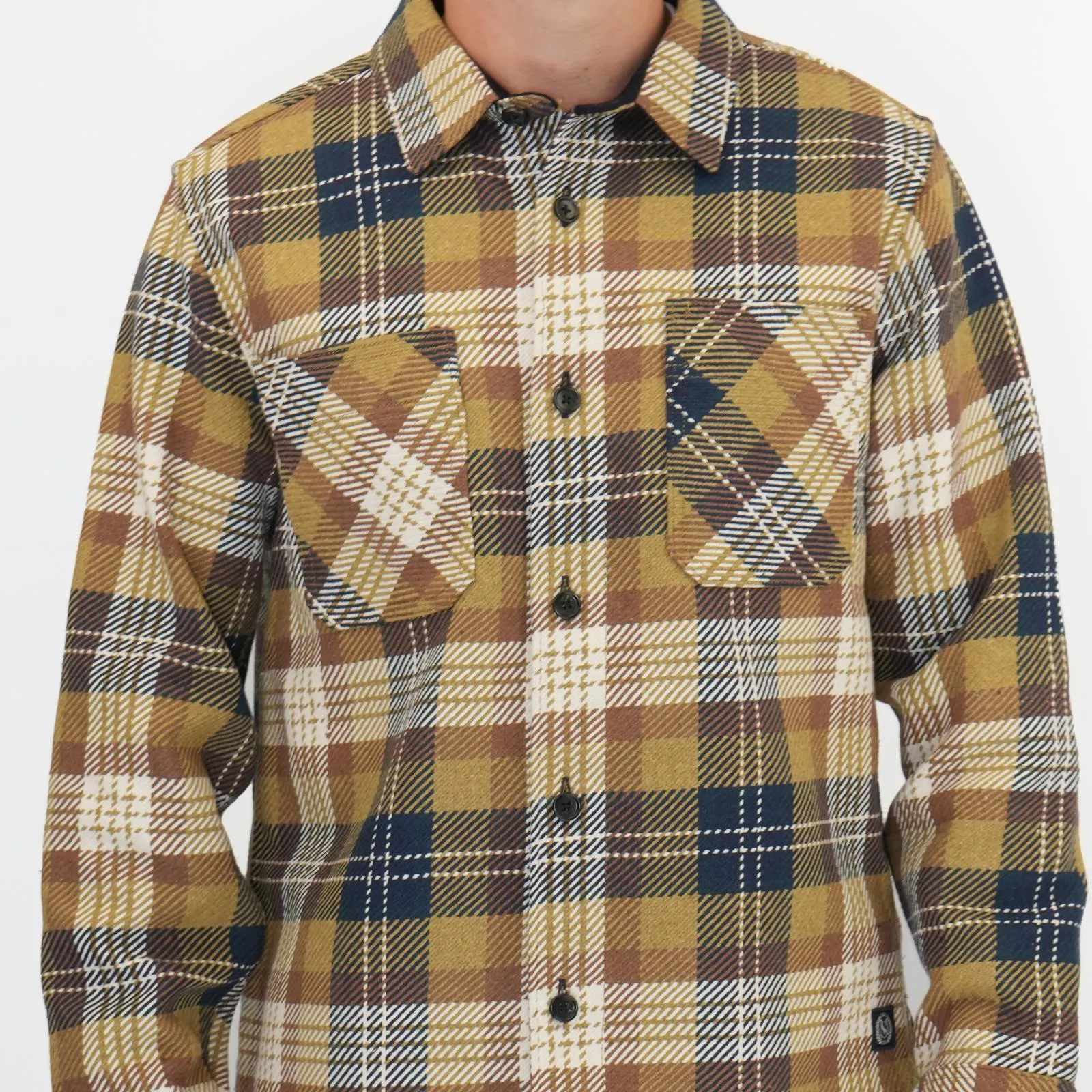 M&S Mens Cotton Rich Check Overshirt Mustard