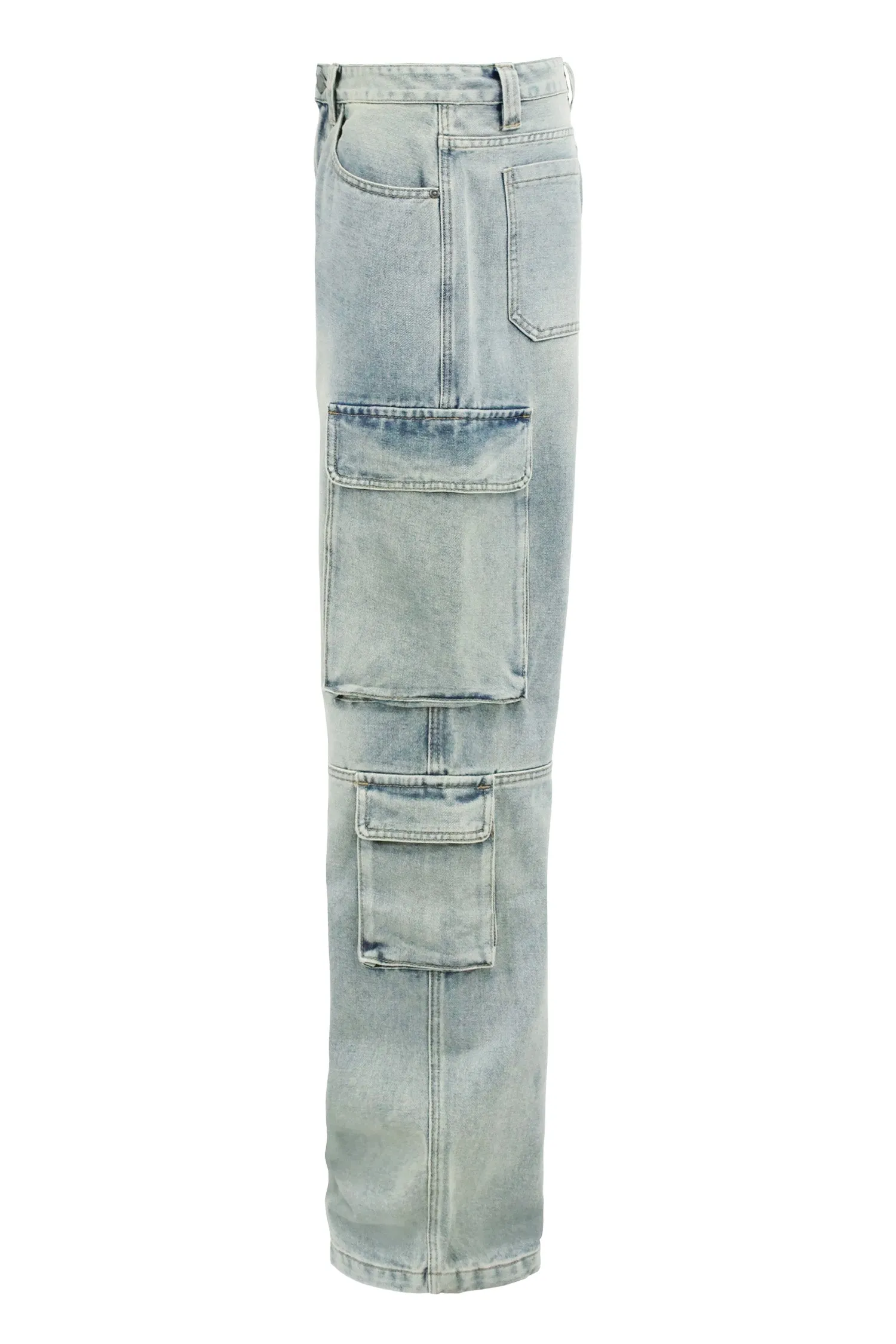 Men's Baggy Fit Multi Cargo Pocket Jeans