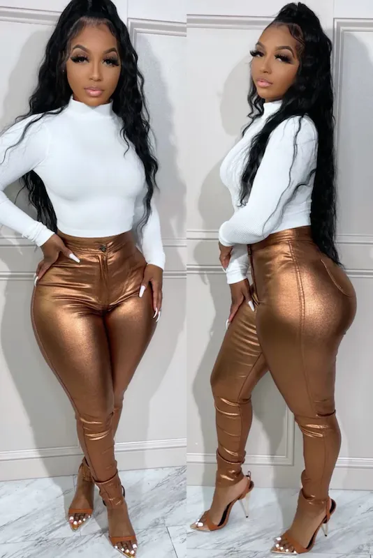 Metallic Skinny Pants