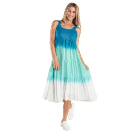 Ombre Teal Blue Tiered Sun Dress