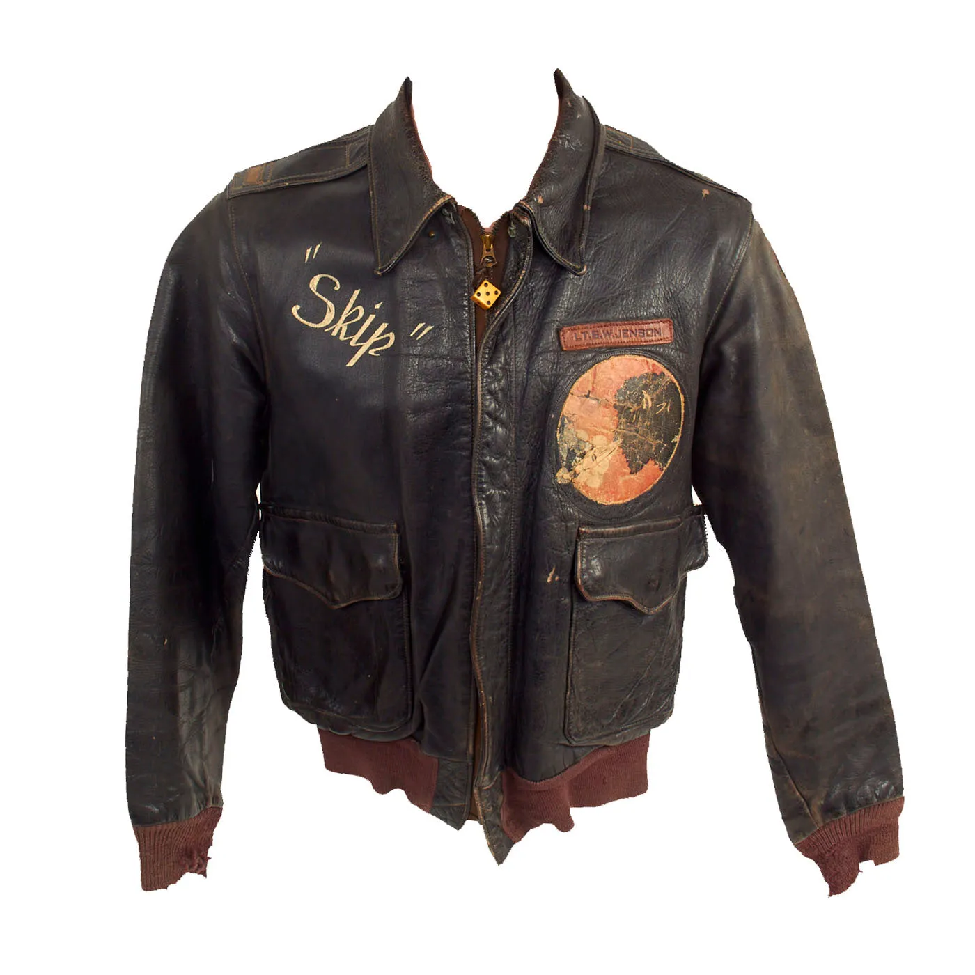 Original U.S. WWII Named 8th Air Force 332nd Bomb Squadron Painted A-2 Flight Jacket 1st S. W. Jenson - Featured in Book American Flight Jackets, Airmen & Aircraft