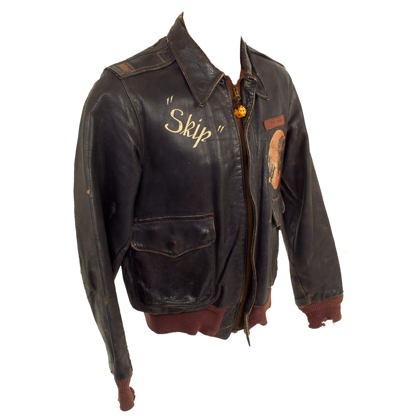 Original U.S. WWII Named 8th Air Force 332nd Bomb Squadron Painted A-2 Flight Jacket 1st S. W. Jenson - Featured in Book American Flight Jackets, Airmen & Aircraft