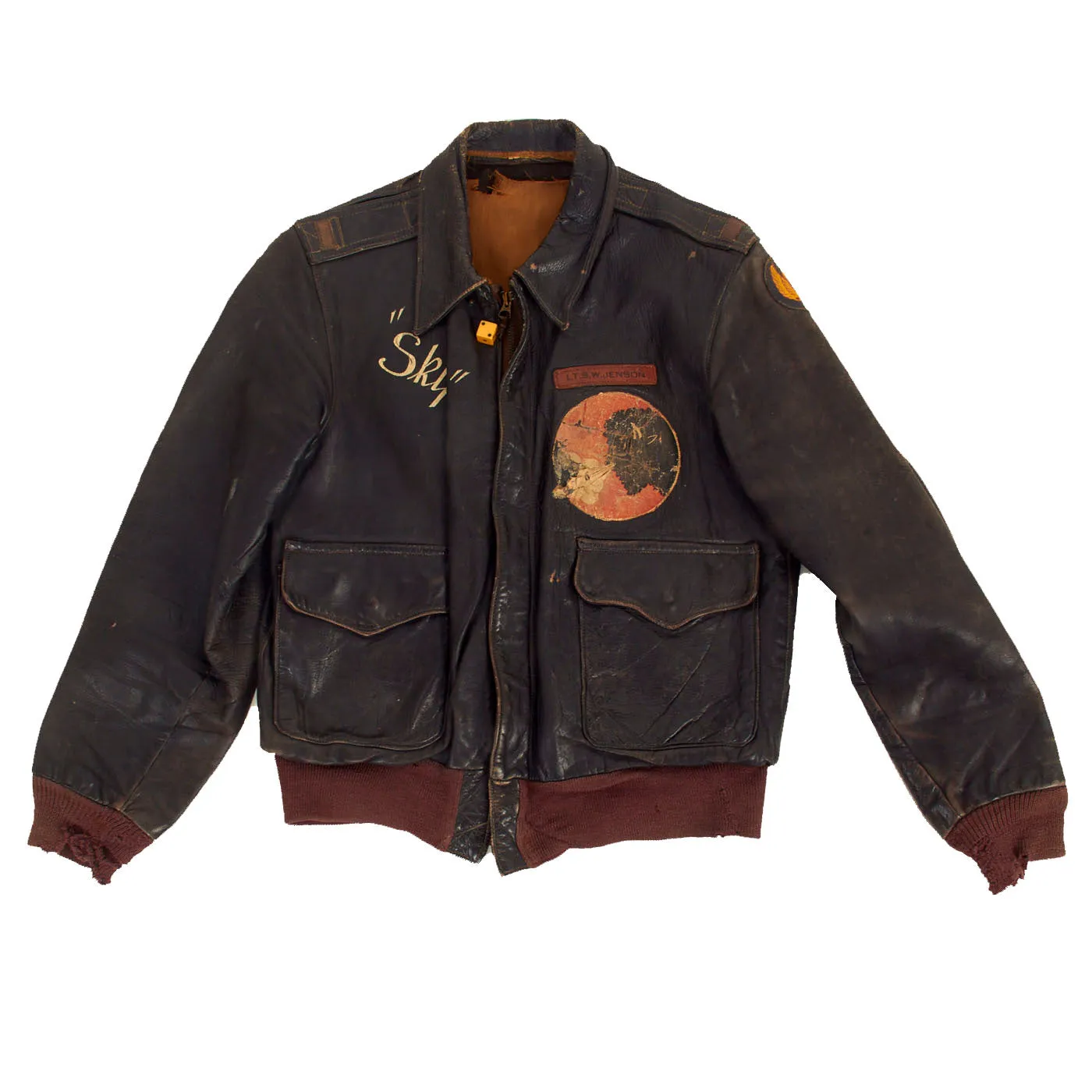 Original U.S. WWII Named 8th Air Force 332nd Bomb Squadron Painted A-2 Flight Jacket 1st S. W. Jenson - Featured in Book American Flight Jackets, Airmen & Aircraft